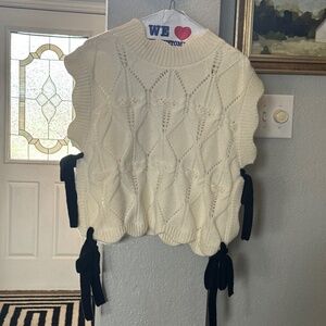 Cream bow tie detail sweater